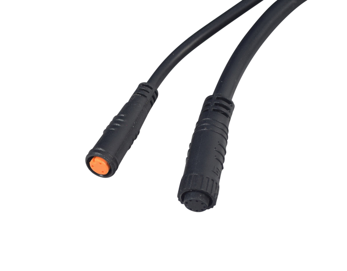 Close-up of the Control Module for the ANCHEER 26 350W Electric Mountain Bike, focusing on the cable and connectors essential for routing power and controlling throttle, speed, and motor systems.