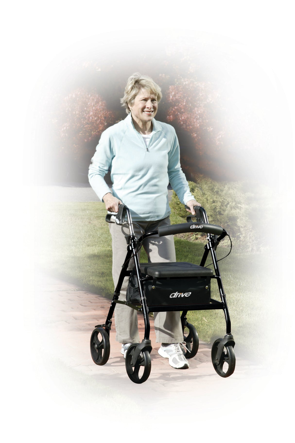Rollator Rolling Walker with 6" Wheels, Fold Up Removable Back Support and Padded Seat