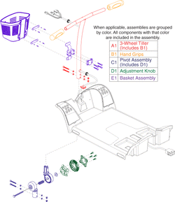 Go-Go Elite Traveller 4-Wheel (SC44E) - Frame Assemblies - Tiller - Straight Tiller (Model Numbers Ending In 1001-1014)