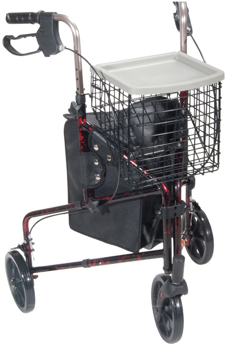 Drive Medical Deluxe 3 Wheel Aluminum Rollator with 7-1/2