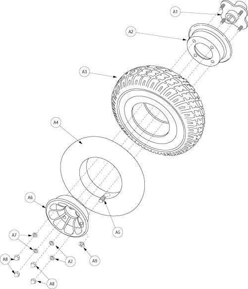 Pride Celebrity XL Heavy Duty 4-Wheel (SC445) - Wheel Rear - Pneumatic