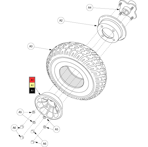 Pride Celebrity XL Heavy Duty 4-Wheel (SC445) - Wheel Rear - Solid