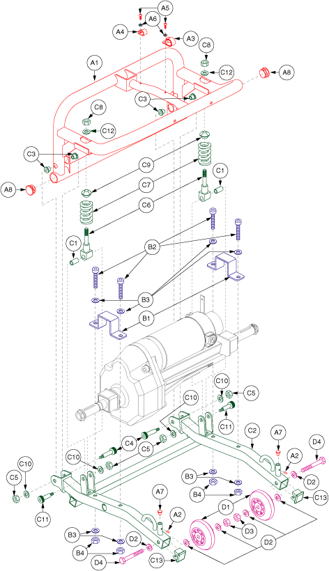 Pride Celebrity XL Heavy Duty 4-Wheel (SC4450DX) - Frame Assemblies - Rear