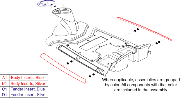 Go-Go Elite Traveller Plus 3-Wheel (SC53) - Shroud / Shroud Parts - Blue / Silver Front Inserts