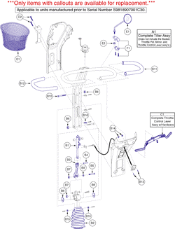 Pride Hurricane (PMV5001) - Frame Assemblies - Tiller - S9818907001c30 - Prior