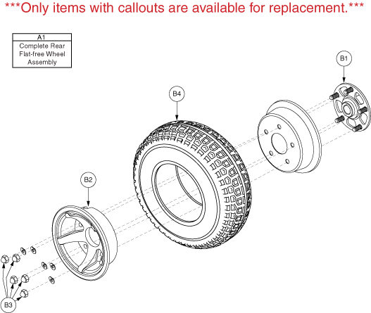 Pride Hurricane (PMV5001) - Wheel Assemblies - Rear - Solid W/O Brake Hub