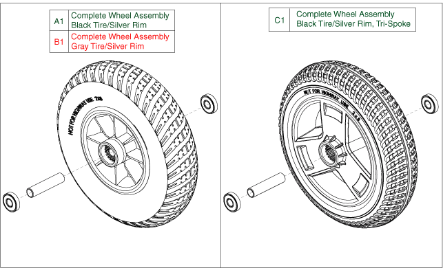 Go-Go Elite Traveller Plus 3-Wheel (SC53) - Wheel Assemblies - Front