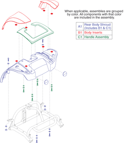 Go-Go Elite Traveller Plus 3-Wheel (SC53) - Shroud / Shroud Parts - Rear Body With Red Inserts