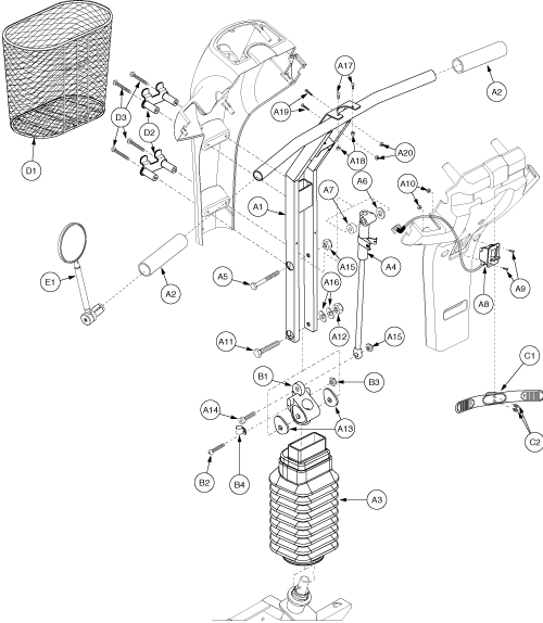 Pride Legend (SC300) - Frame Assemblies - Tiller - L-43950 - Subsequent