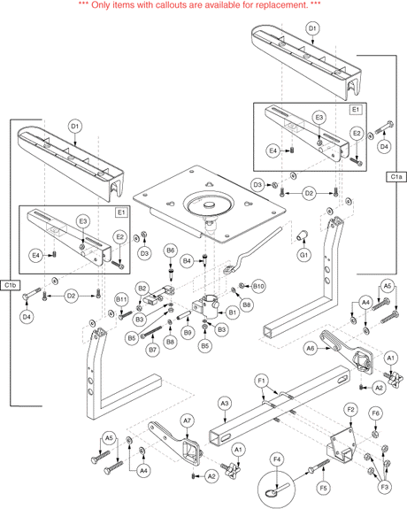 Pride Legend (SC3400) - Seat Frame - Pinchless Hinge - 20 Wide