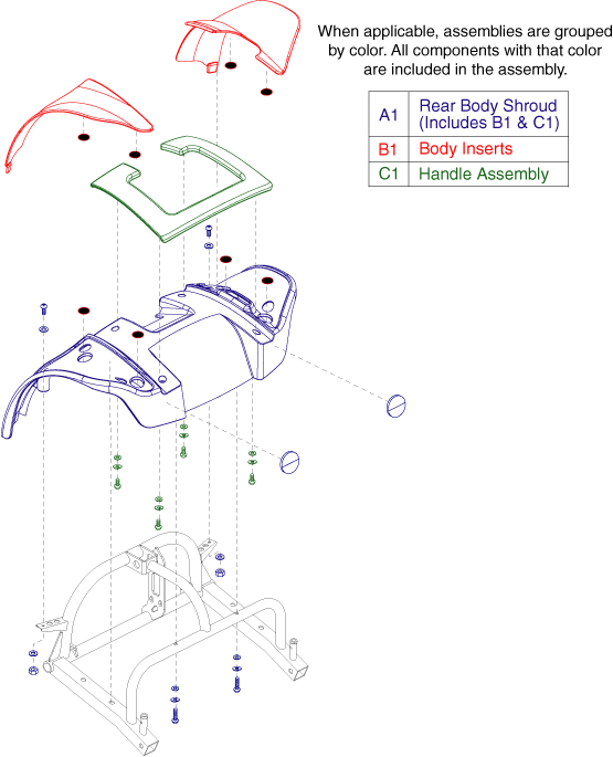 Go-Go Elite Traveller Plus 4-Wheel (SC54) - Shroud Assemblies - Rear - Main Shroud W/ Red Inserts