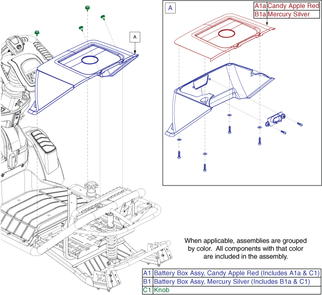 Pride Pursuit Sport 36 Volt (MV714) - Shroud Assemblies - Battery Box Cover