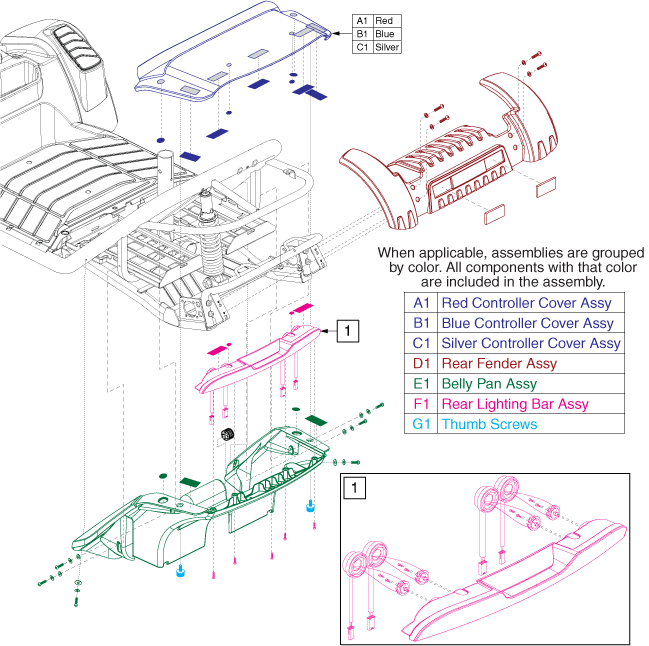 Pride Pursuit XL (SC714) - Shroud Assemblies - Rear