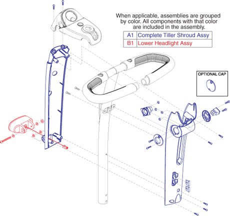 Go-Go Elite Traveller Plus 4-Wheel (SC54) - Shroud Assemblies - Tiller (With XLR Console (Model Sc54mr1007 & Subsequent)