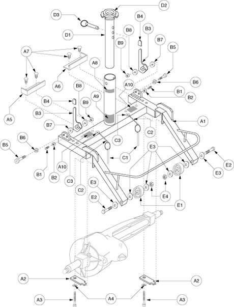 Pride Sidekick (SC200) - Rear Frame - Sk-93800 - Sub