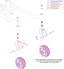 Pride TSS 300 - Rental Ready Repl. Parts - Caster - Forks / Wheels