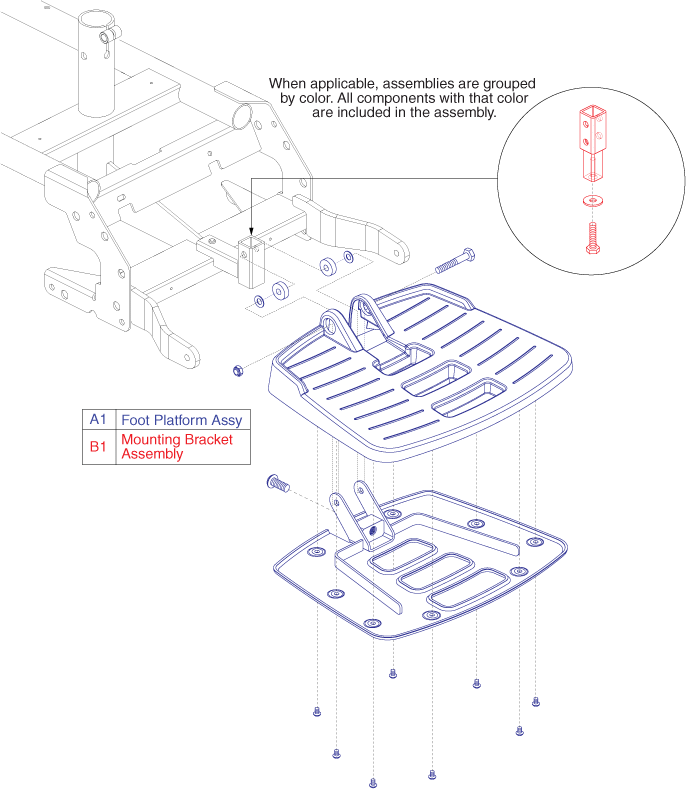 Pride TSS 300 - Rental Ready Repl. Parts - Footrest Platform