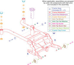 Pride TSS 300 - Rental Ready Repl. Parts - Main Frame / Seat Post