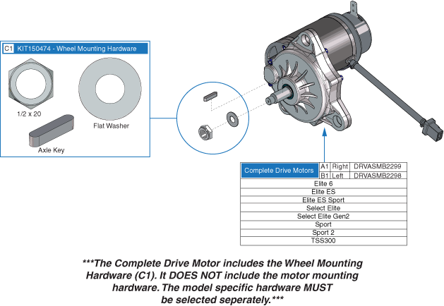 Pride TSS 300 - Serial Numbers Beginning W/ Jc1 - Motors / Freewheel Release