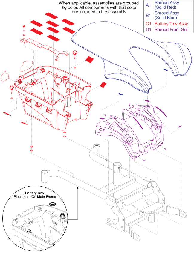 Pride TSS 300 - Serial Numbers Beginning W/ Jb3 - Shroud / Battery Tray