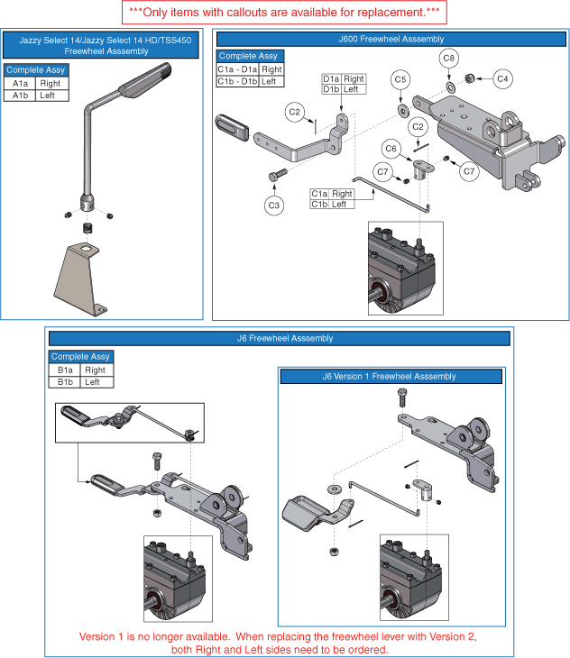 Pride TSS 450 - Motors / Freewheel - Freewheel Levers