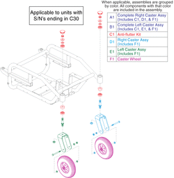 Pride TSS 450 - Caster Forks / Wheels - Used On Sn Ending With C30