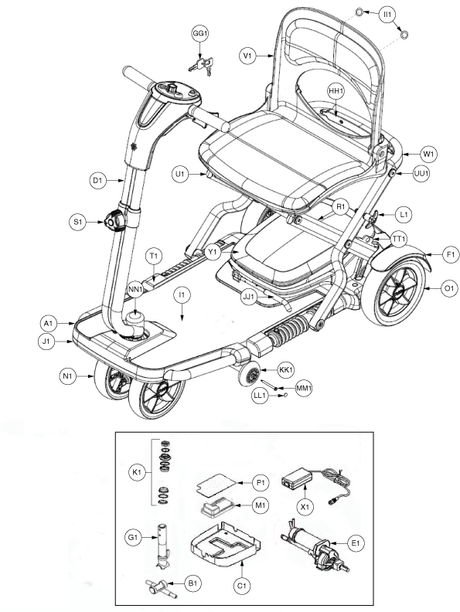 Go-Go Folding Scooter (S19) - Agm Battery