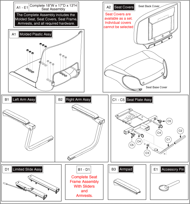 Pride Victory 9 (SC609) - Seat - Standard (Molded Plastic With Snap On Covers)