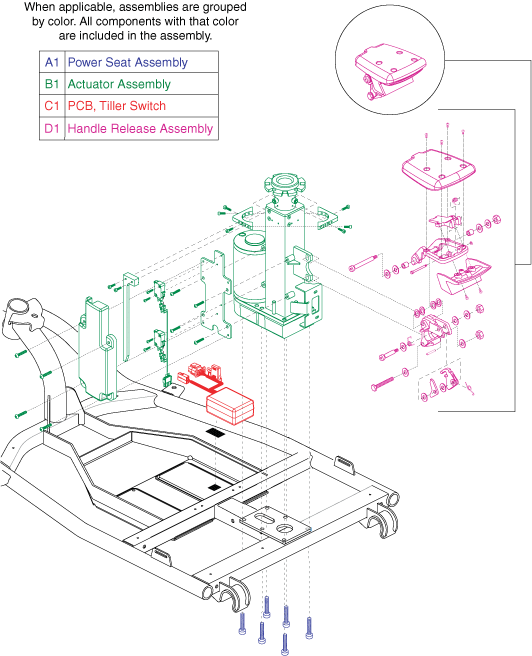 Pride Victory 9 (SC609PS) - Frame Assemblies - Power Seat Actuator