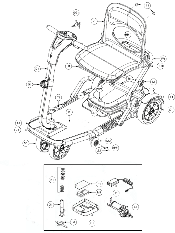 Go-Go Folding Scooter (S19) - Lithium Battery