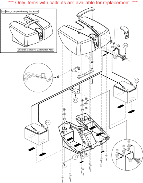 Go-Go Go-Chair - Battery Boxes / Battery - Battery Box W/ Battery & Serviceable Parts