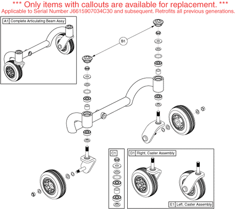 Go-Go Go-Chair - Articulating Beam / Wheels - Used On Or After The 159 Day Of 2007, J66(159)(07)034c30