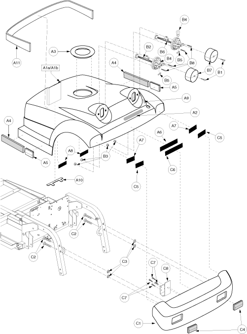 Pride Victory XL (SC260) - Shroud Assembly - Rear - S3919702075c10 - S3919702075c10