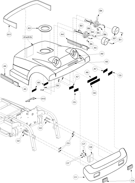 Pride Victory XL (SC260) - Shroud Assembly - Rear - S3919702075c10 - S3919702075c10