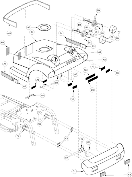 Pride Victory XL (SC260) - Shroud Assembly - Rear - S3924502075c10 - Subsequent