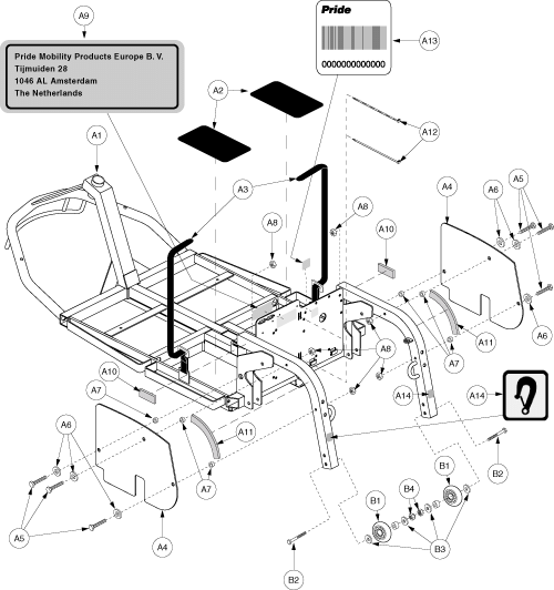 Pride Victory XL (SC260) - Frame Assemblies - Main Frame - V01060385 - Prior