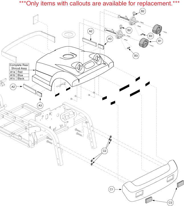 Pride Victory XL (SC2700) - Shroud Assemblies - Rear