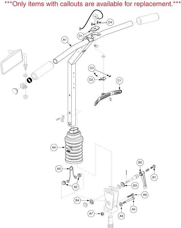 Pride Victory XL (SC2700) - Frame Components - Tiller - S5206304002c10 And Subsequent