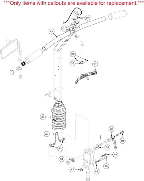 Pride Victory XL (SC2700) - Frame Components - Tiller - S5206304002c10 And Subsequent