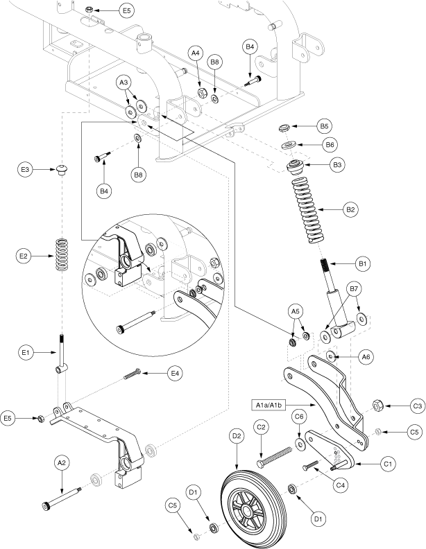 Jazzy 1101 - Anti -Tip / Front Suspension