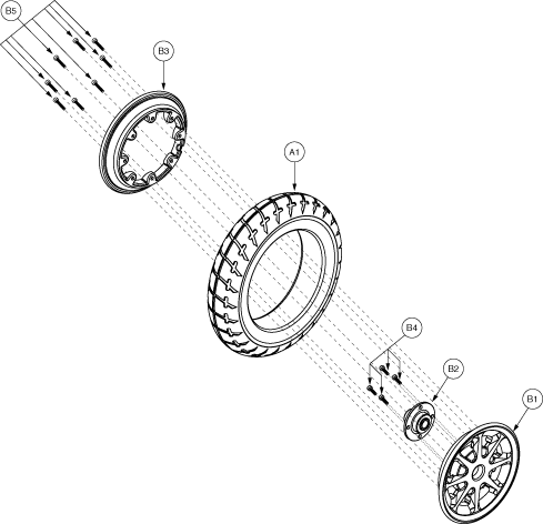 Jazzy 1101 - Drive Wheels - Flat Free