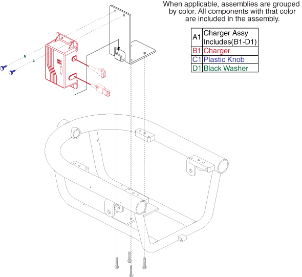 Jazzy 1103 Ultra - Battery Chargers - On Board - Actuator Mounted