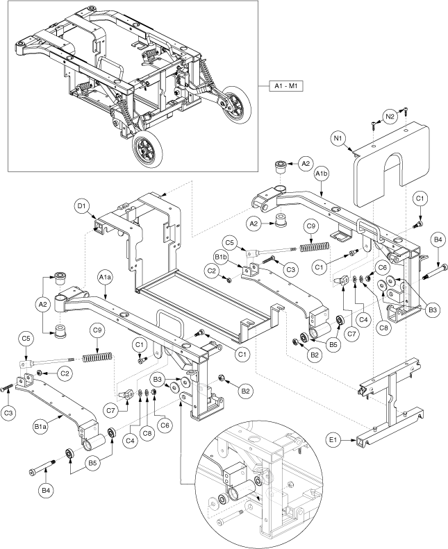 Jazzy 1113 ATS - Main Frame / Motor Mount - Rigid Frame