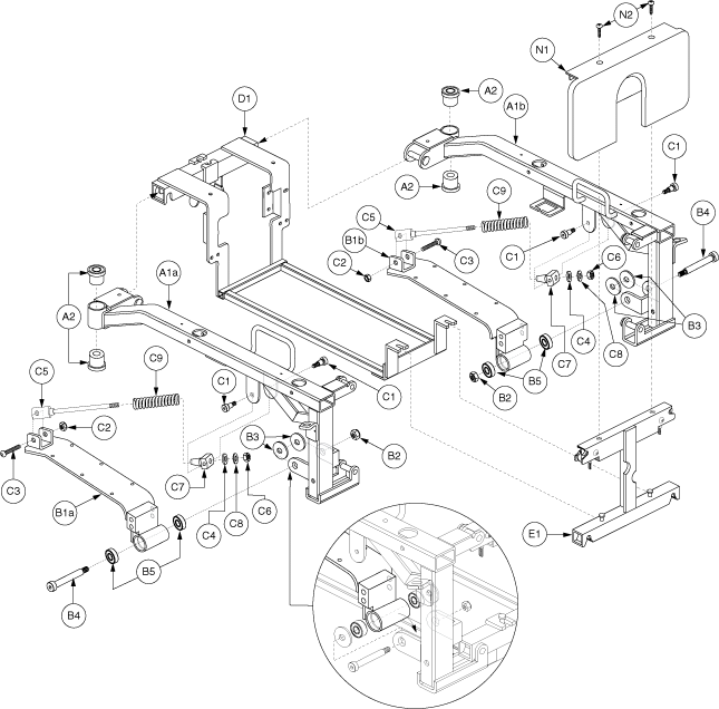 Jazzy 1113 ATS - Main Frame / Motor Mount - Take Apart Frame