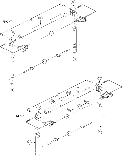 Jazzy 1113 ATS - Towers / Seat Mounts - Universal - Towers & Trapeze Bar, Tall Slotted