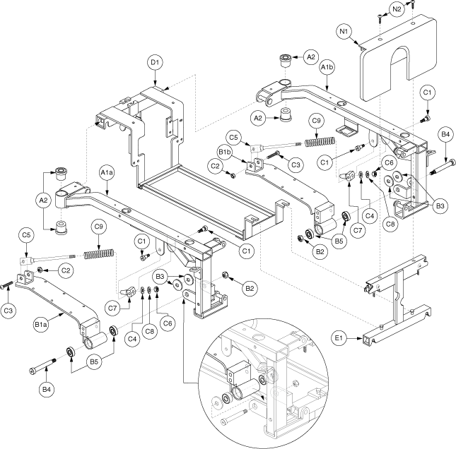 Jazzy 1113 ATS - Main Frame / Motor Mount - Use W/ Tb Super Low Tilt