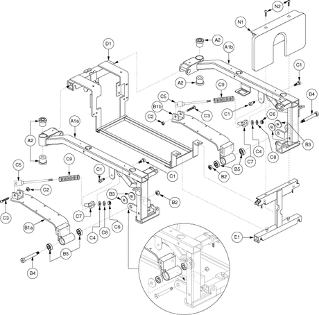 Jazzy 1113 ATS - Main Frame / Motor Mount - Use W/ Tb Super Low Tilt