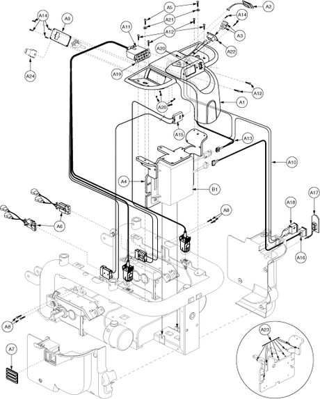 Jazzy 1121 - Electronics Tray / Modules - Vsi - No Power Seat, Future Actr. Expansion - On Board Charger