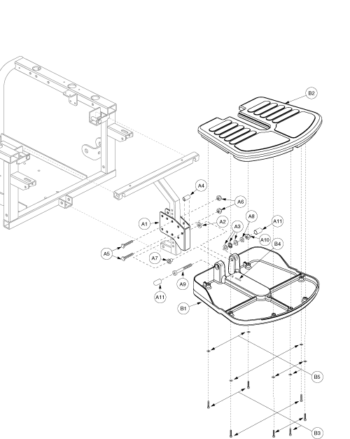 Jazzy 1122 - Footrest Platform - 9.55 D