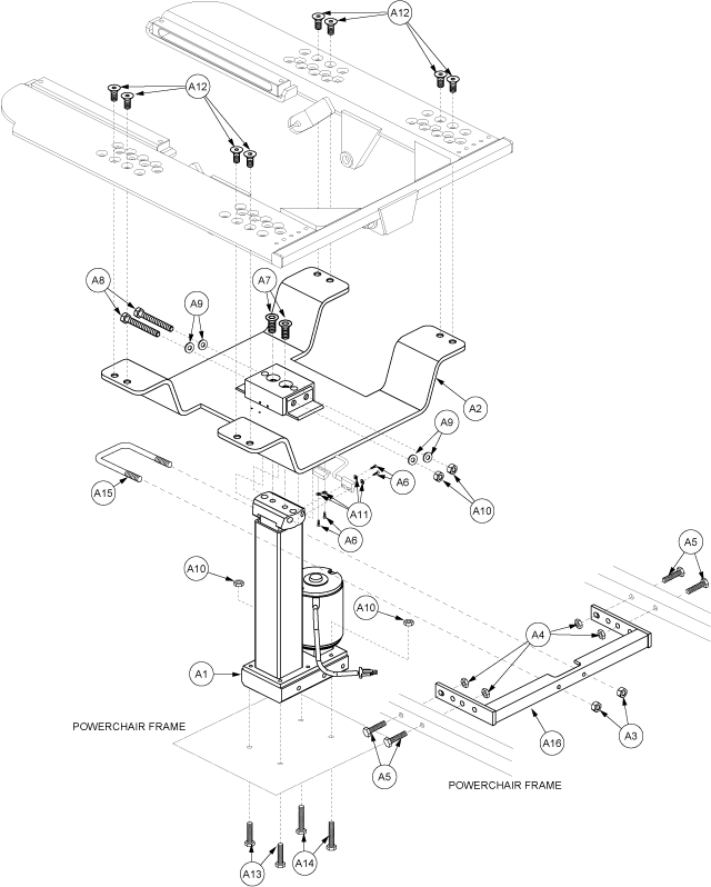 Jazzy 1122 - Seat Mounts / Interface - Actuator, Pwr. Elevating Seat - Rehab Seating